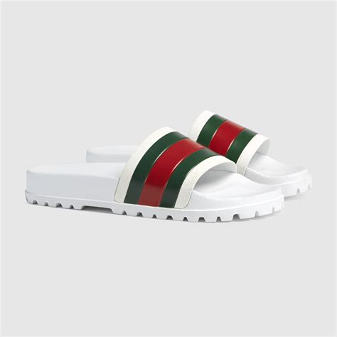 gucci web slide sandal white|Gucci web slide black rubber.